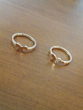 Lot Of 2 Delicate Butterfly Gold Tone Rings- Women's Jewelry Size 7